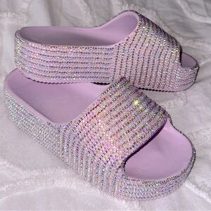 Glittery Rhinstone Platform Slides 💜